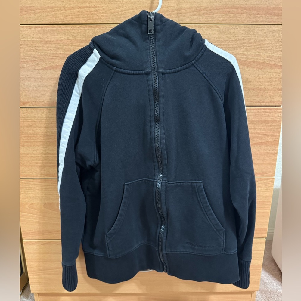Burberry Side-Striped Hooded Cotton Fleece Zipper Jacket size medium